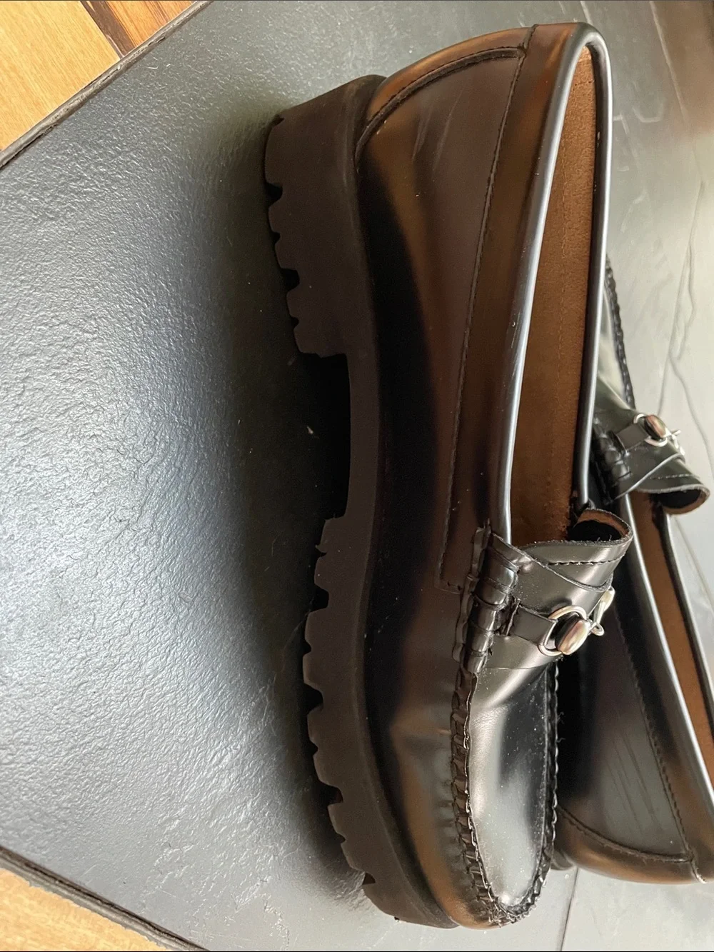 G.H. Bass Weejuns Black Leather Bit Loafers - Picture 8 of 9
